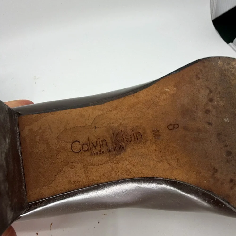 Calvin Klein Heeled Penny Loafer Brown Leather 8 Loafer - Picture 7 of 8